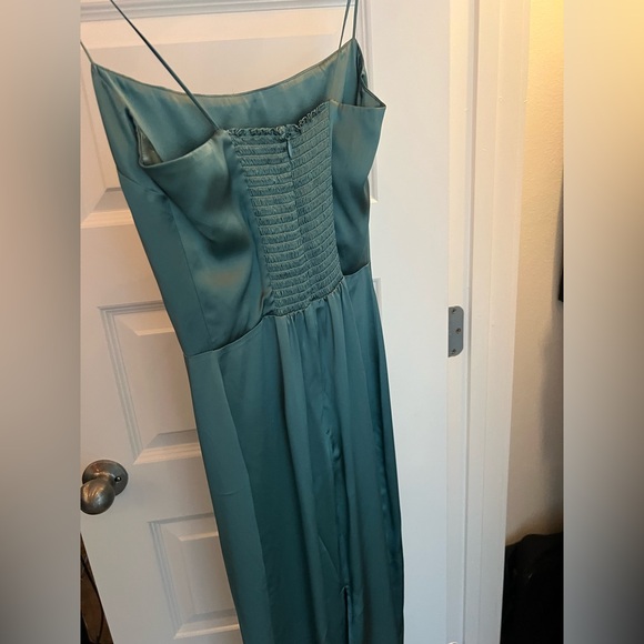Reformation Frankie Silk Dress - Verdigris Blue - size 0 - Picture 3 of 3